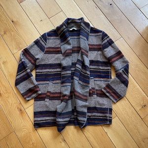 Soft Surroundings Striped Wool Blend Cardigan Sweater Petite Large